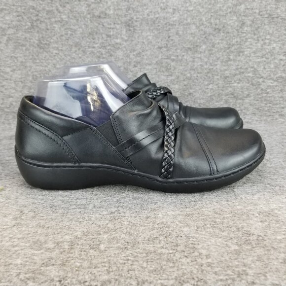 ✅Clarks Collection Cora Braid Black Leather Slip On Comfort Shoes Women's 10M - Picture 7 of 10